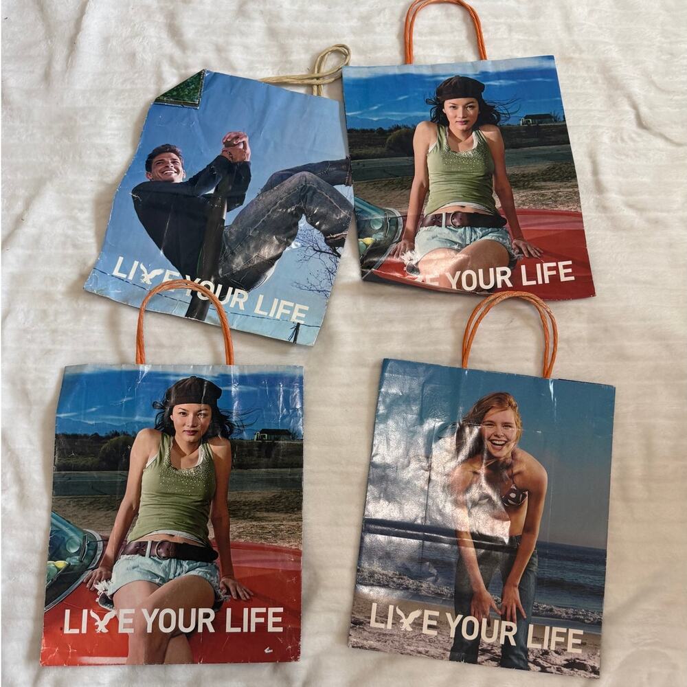 Vintage American Eagle Outfitters Paper Shopping Bag Lot Of 4 Y2K Era Gift Bags